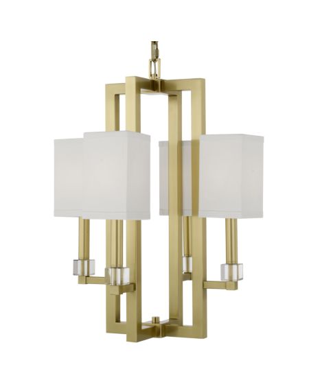  Dixon  Transitional Chandelier in Aged Brass with Crystal Cubes Crystals