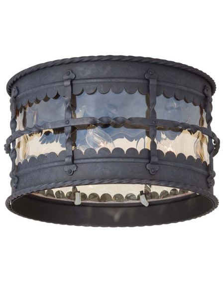 The Great Outdoors Mallorca 3 Light 7 Inch Outdoor Ceiling Light in Spanish Iron