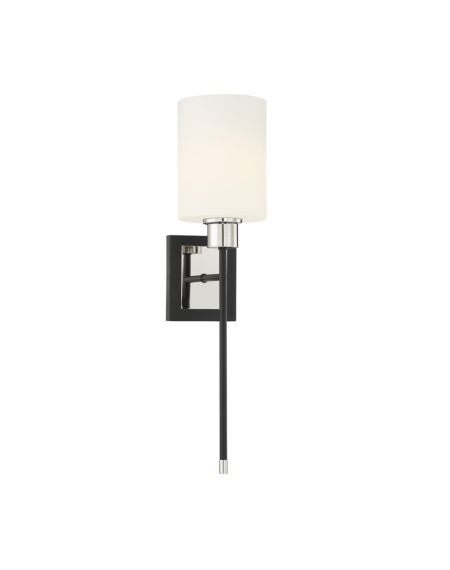 Alvara 1-Light Wall Sconce in Matte Black with Polished Nickel Accents