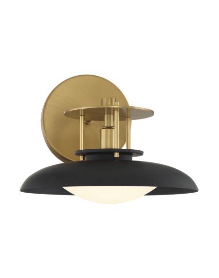 Gavin 1-Light Wall Sconce in Matte Black with Warm Brass Accents