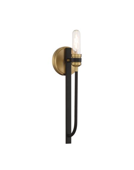 Kenyon 1-Light Wall Sconce in Bronze with Warm Brass Accents