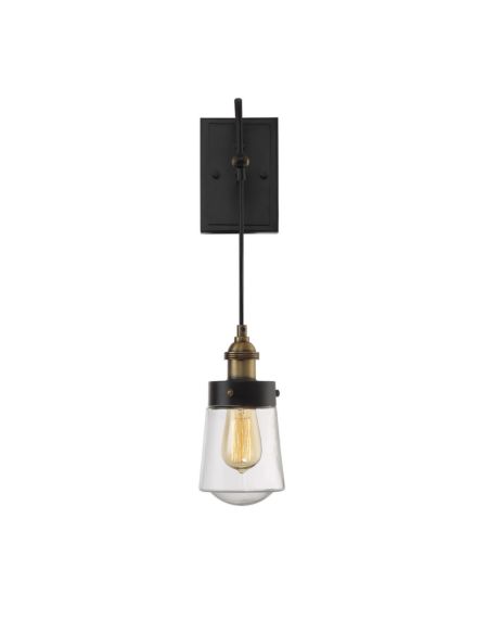Savoy House Macauley 1 Light Wall Sconce in Vintage Black with Warm Brass