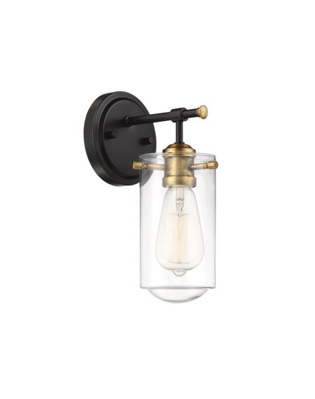 Clayton 1-Light Wall Sconce in English Bronze and Warm Brass