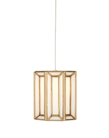 Daze 1-Light Pendant in Antique Brass with White with Painted Silver
