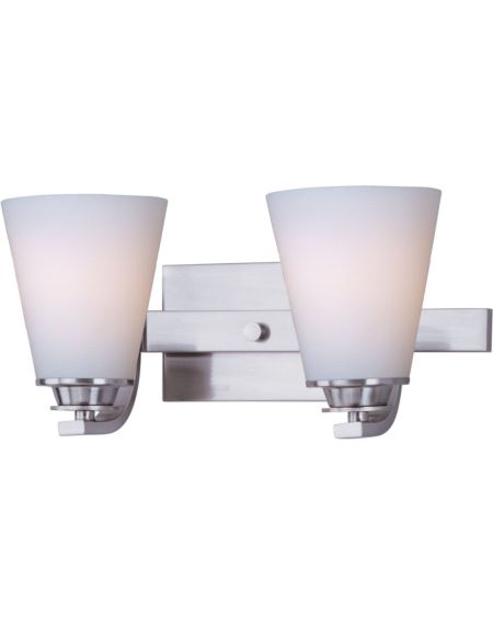 Conical 2-Light Satin White Glass Bathroom Vanity Light