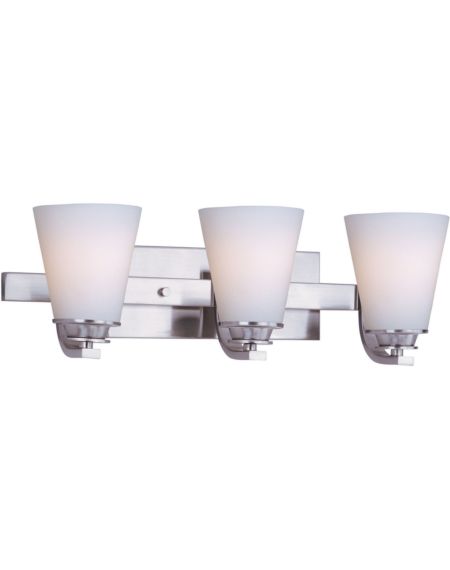 Conical 3-Light Satin White Glass Bathroom Vanity Light