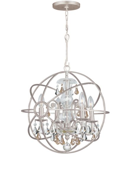 Crystorama Solaris 4 Light 19 Inch Mini Chandelier in Olde Silver with Golden Shadow Hand Cut Crystals