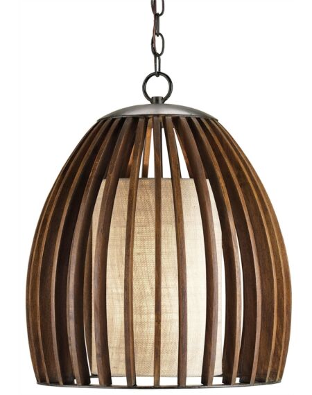 Carling 1-Light Pendant in Old Iron with Polished Fruitwood