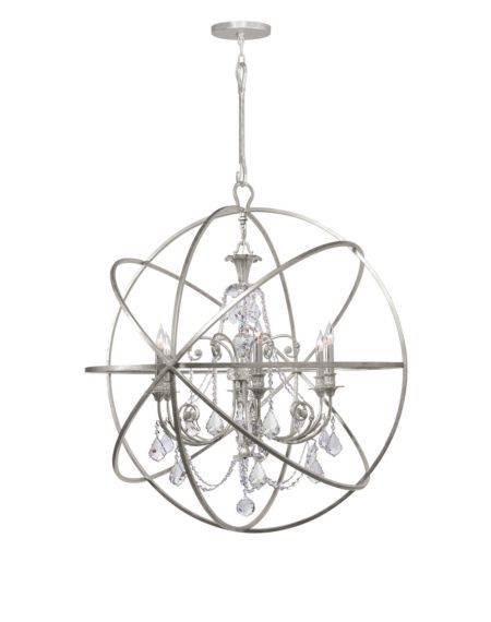 Crystorama Solaris 6 Light 42 Inch Industrial Chandelier in Olde Silver with Clear Spectra Crystals