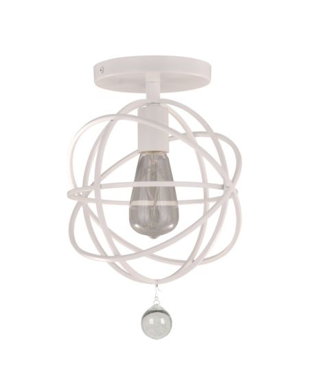 Crystorama Solaris 9 Inch Ceiling Light in Wet White with Clear Glass Drops Crystals