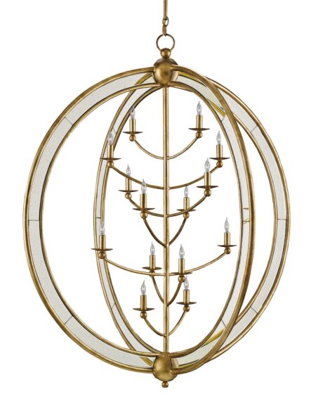 Aphrodite 14-Light 14 Light Chandelier in Gold Granello with Antique Mirror