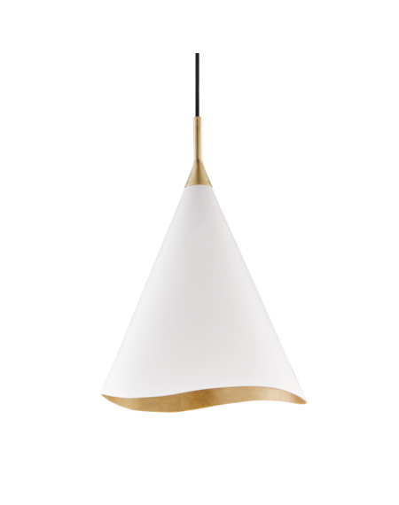 Hudson Valley Martini Pendant Light in Gold Leaf and White