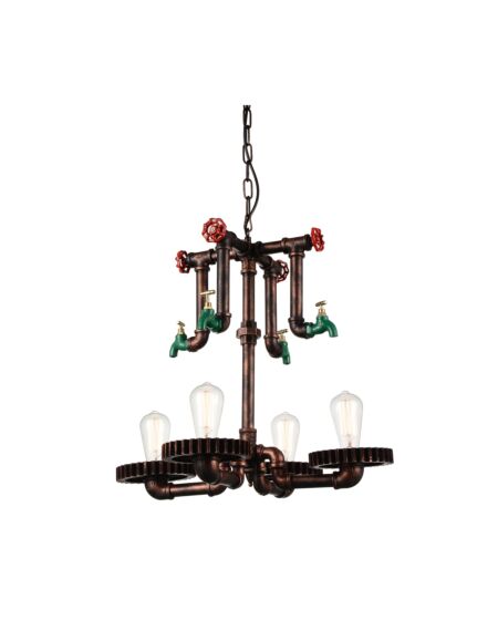 CWI Lighting Soto 4 Light Up Chandelier with Speckled copper finish