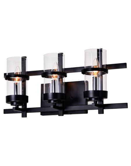 CWI Lighting Sierra 3 Light Wall Sconce with Black finish