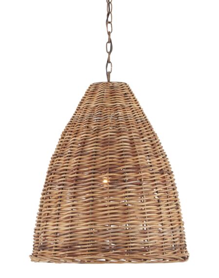 Currey & Company 24" Basket Pendant in Natural