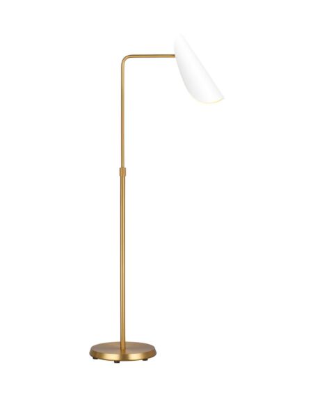Tresa 1-Light Floor Lamp in Matte White with Burnished Brass