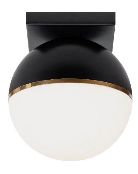 Visual Comfort Modern Akova 2700K LED 7" Ceiling Light in Matte Black/Aged Brass