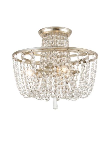  Arcadia Ceiling Light in Antique Silver with Clear Hand Cut Crystals