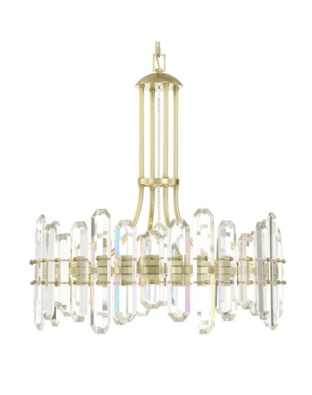  Bolton  Transitional Chandelier in Aged Brass with Faceted Crystal Elements Crystals