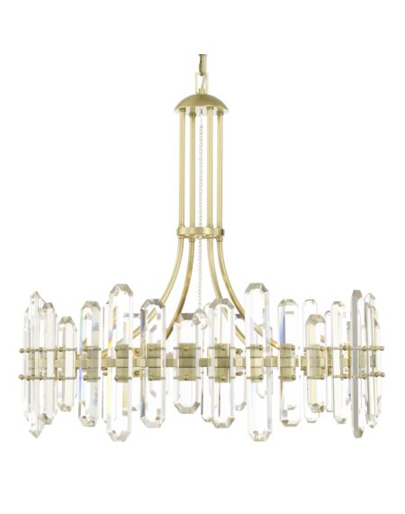 Crystorama Bolton 12 Light 27 Inch Transitional Chandelier in Aged Brass with Faceted Crystal Elements Crystals