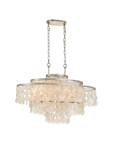  Brielle  Transitional Chandelier in Antique Silver with Capiz shell Crystals