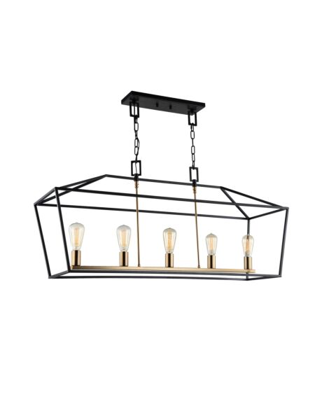 Scatola 5-Light Chandelier in Rusty Black & Aged Gold Brass accents