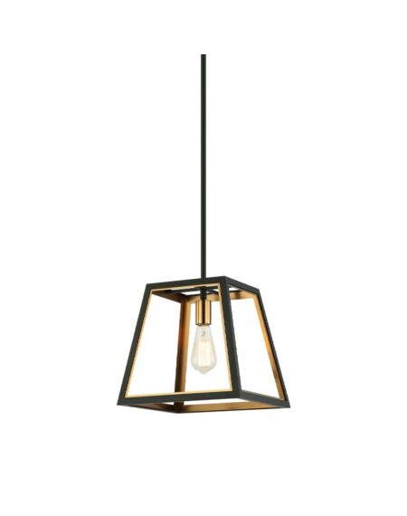 Rosalie 1-Light Pendant in Matte Black with Aged Gold