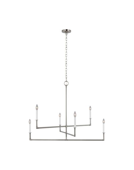 Bayview 6 Light Multi Tier Chandelier in Polished Nickel by Chapman & Myers