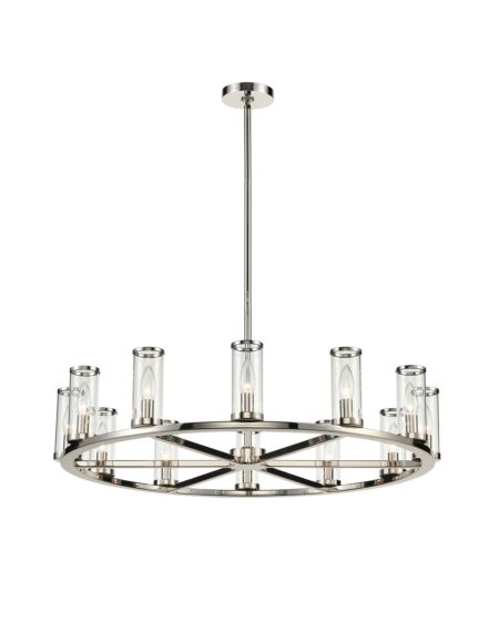 Alora Revolve 12 Light Chandelier in Polished Nickel And Clear Glass