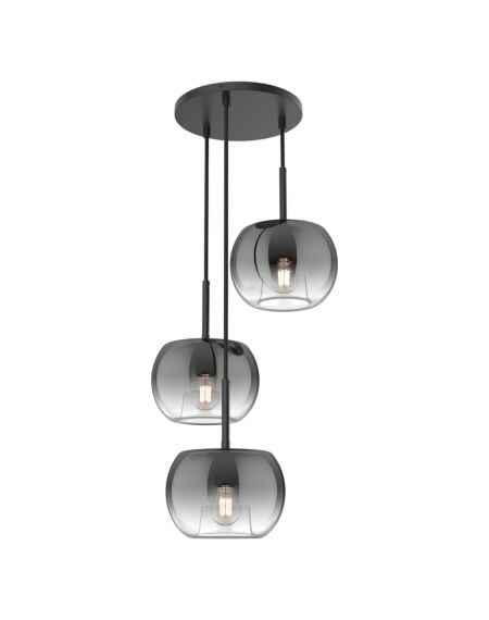 Samar 3-Light Chandelier in Black with Smoked Glass