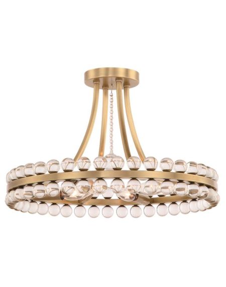  Clover Ceiling Light in Aged Brass with Clear Hand Cut Crystals