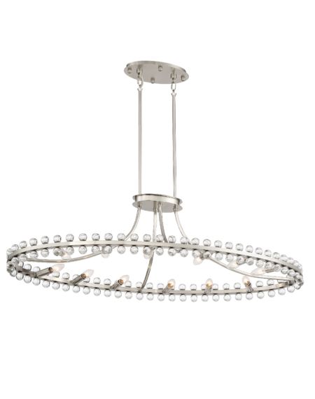  Clover Chandelier in Brushed Nickel with Glass Ball Crystals