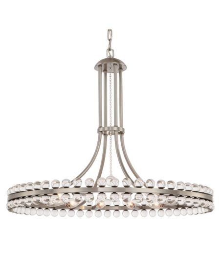  Clover Modern Chandelier in Brushed Nickel with Clear Hand Cut Crystals