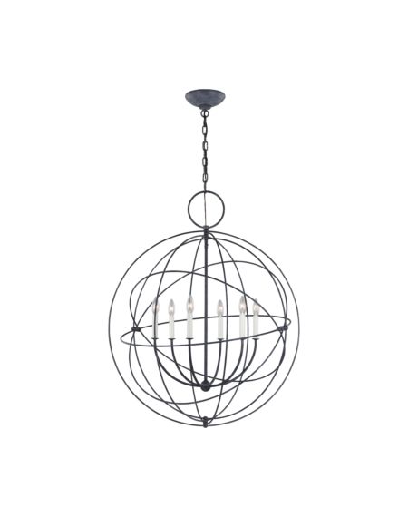 Visual Comfort Studio Bayberry 6-Light Pendant Light in Weathered Galvanized by Chapman & Myers