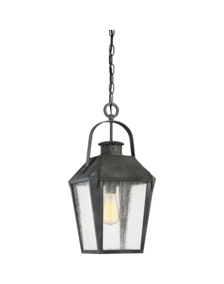 Carriage Outdoor Hanging Lantern in Mottled Black