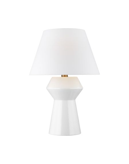 Visual Comfort Studio Abaco Table Lamp in Arctic White And Burnished Brass by Chapman & Myers