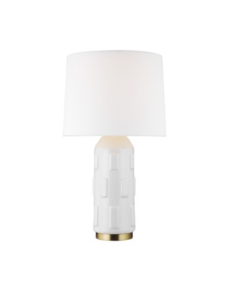 Visual Comfort Studio Morada Table Lamp in Arctic White And Burnished Brass by Chapman & Myers