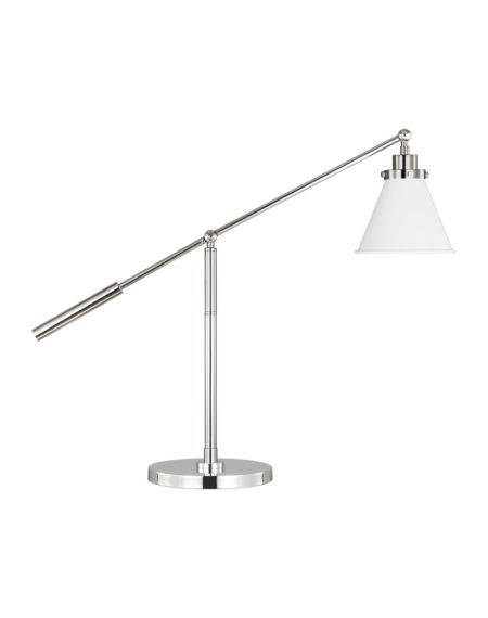 Wellfleet Table Lamp in Matte White And Polished Nickel by Chapman & Myers