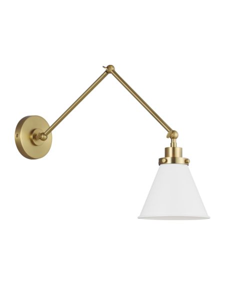 Visual Comfort Studio Wellfleet Wall Sconce in Matte White And Burnished Brass by Chapman & Myers