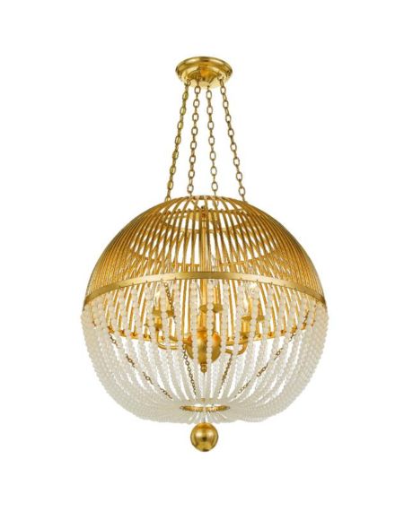  Duval  Transitional Chandelier in Antique Gold with Frosted Glass Beads Crystals