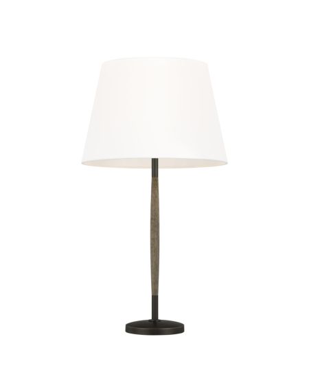 Visual Comfort Studio Ferrelli Table Lamp in Weathered Oak Wood And Aged Pewter by Ellen Degeneres