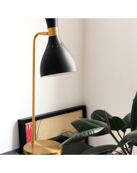 Visual Comfort Studio Joan Desk Lamp in Midnight Black And Burnished Brass by Ellen Degeneres