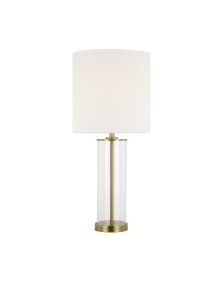 Visual Comfort Studio Leigh Table Lamp in Burnished Brass And White Linen by Ellen Degeneres