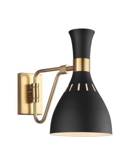 Visual Comfort Studio Joan Wall Sconce in Midnight Black And Burnished Brass by Ellen Degeneres