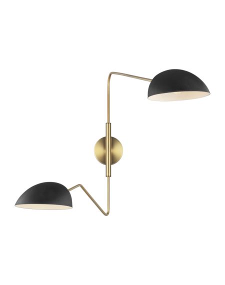 Visual Comfort Studio Jane 2-Light Wall Sconce in Midnight Black And Burnished Brass by Ellen Degeneres