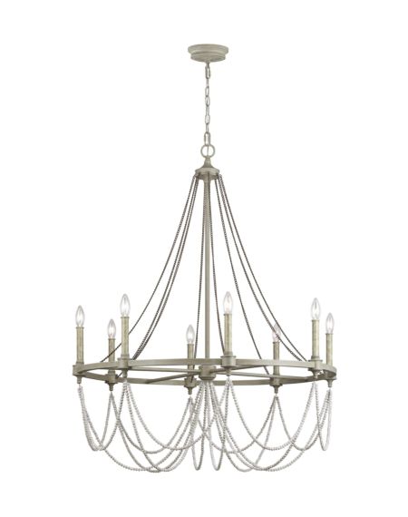 Visual Comfort Studio Beverly 8-Light Chandelier in French Washed Oak And Distressed White Wood by Sean Lavin
