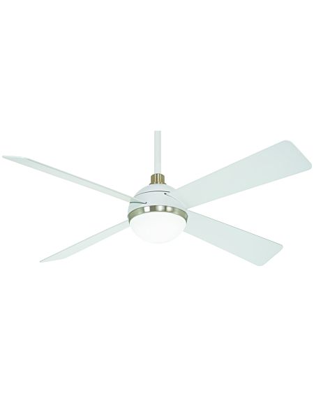  Orb LED 54" Indoor Ceiling Fan in Flat White with Brushed Nickel