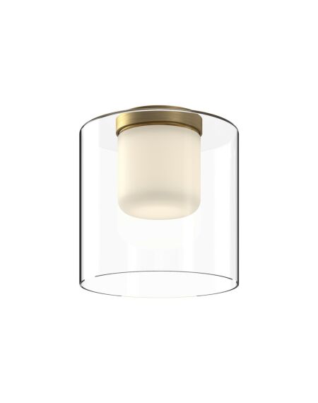 Birch LED Flush Mount in Brushed Gold with Clear Glass