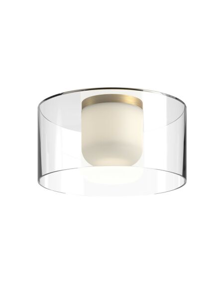 Birch LED Flush Mount in Brushed Gold with Clear Glass