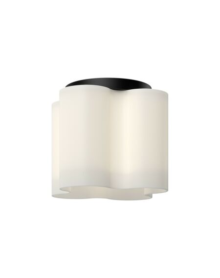 Clover LED Flush Mount in Black with Opal Glass